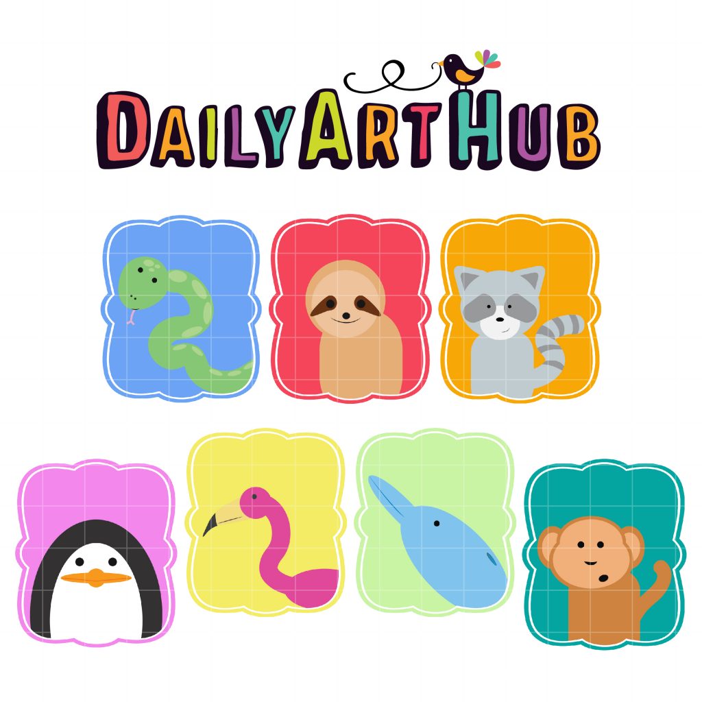 Animals In Frames Clip Art Set Daily Art Hub // Graphics, Alphabets & SVG