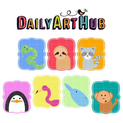 Animals In Frames Clip Art Set