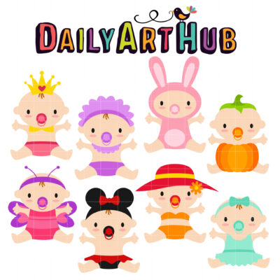 Costume Baby Girls Clip Art Set