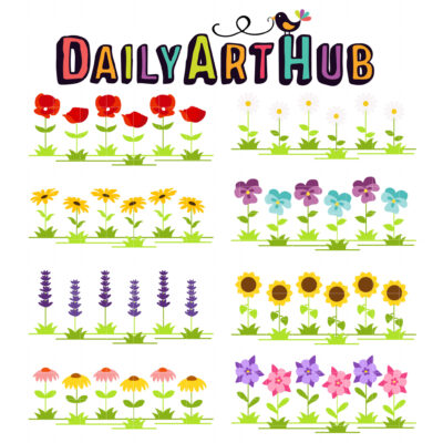 Country Flowers Clip Art Set