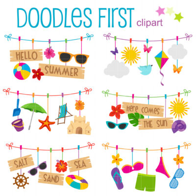 Summer Clothesline Clip Art Set