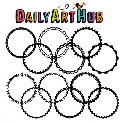 12 Round Border Set Clip Art Set