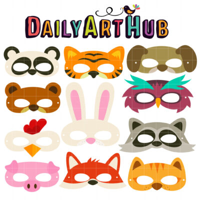 Animal Party Mask Clip Art Set