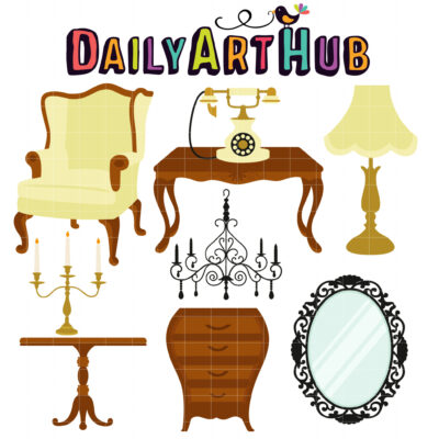 Antique Furniture Clip Art Set