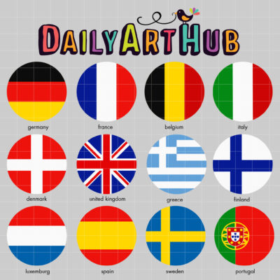 European Flags Clip Art Set