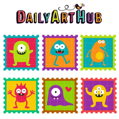 Monster Stamps Clip Art Set