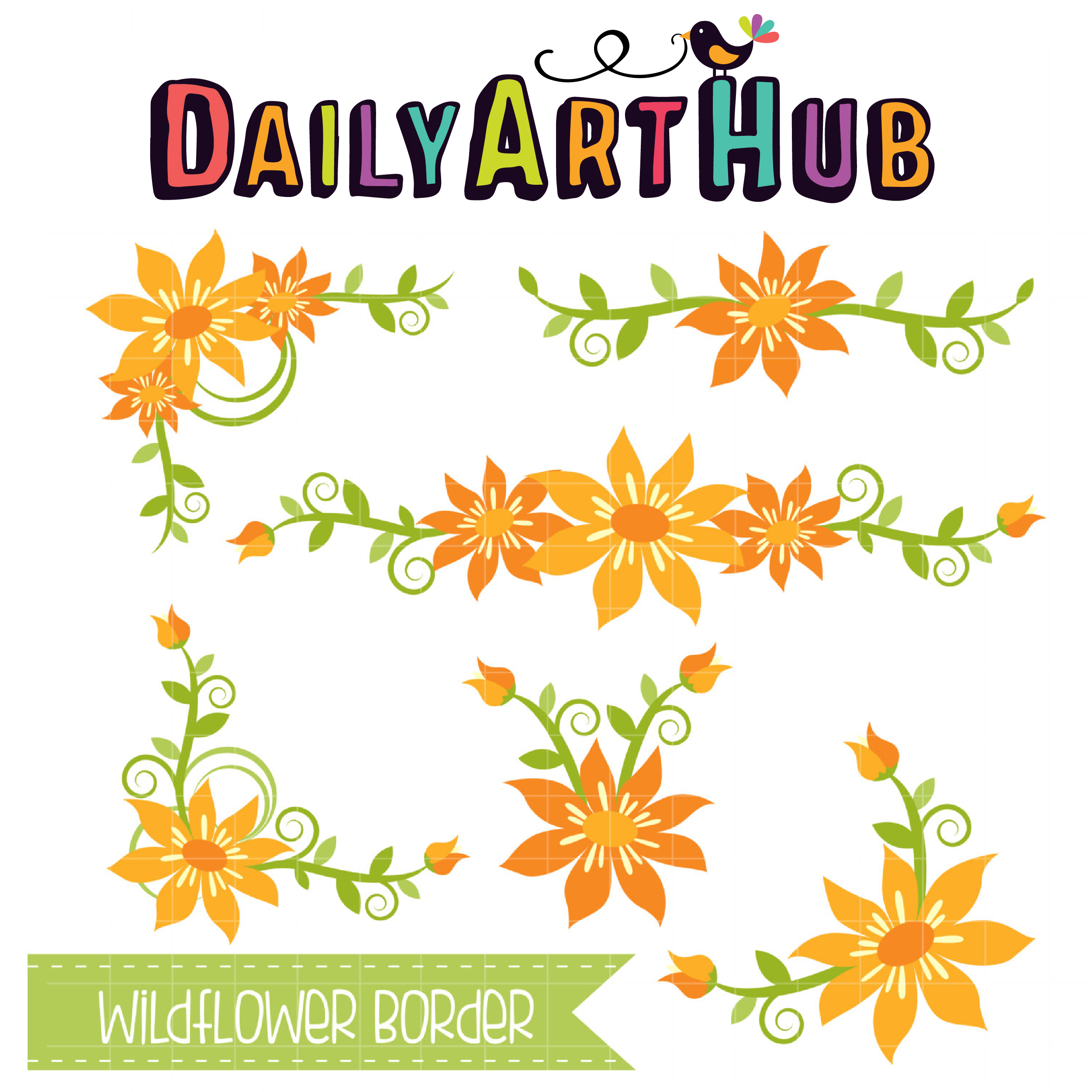 Wild Flower Border Clip Art Set – Daily Art Hub – Free Clip Art Everyday