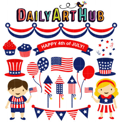 4th of July Clip Art Set