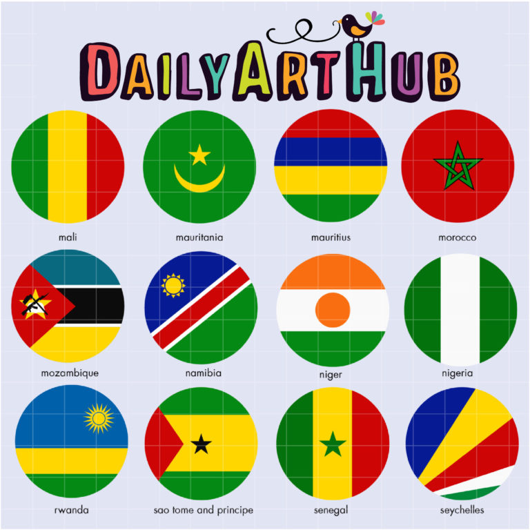African Flags Clip Art Set Daily Art Hub // Graphics, Alphabets & SVG