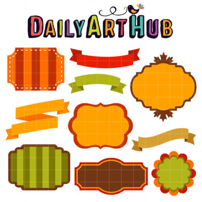 Autumn Frames & Ribbons Clip Art Set