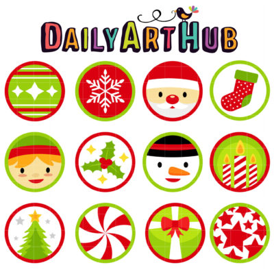 Christmas Icon Baubles Clip Art Set