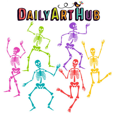 Dancing Skeletons Clip Art Set