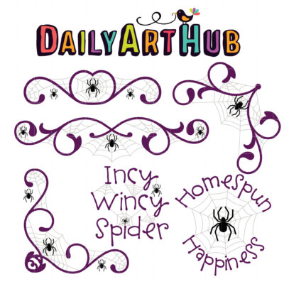 Spider's Lair Corners and Borders Clip Art Set