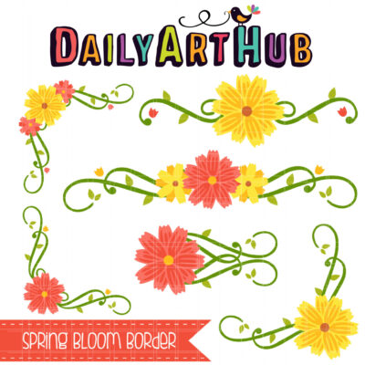 Spring Bloom Border Clip Art Set