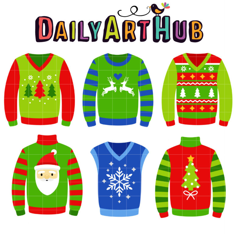 Ugly Christmas Sweaters Clip Art Set Daily Art Hub
