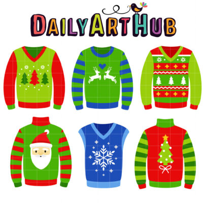 Ugly Christmas Sweaters Clip Art Set