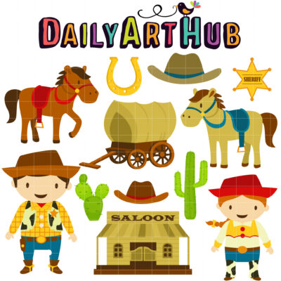 Wild West Cowboy Clip Art Set