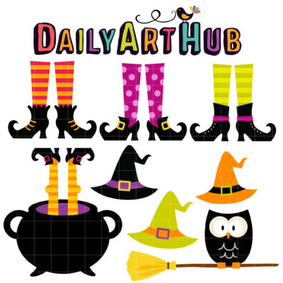 Witch Feet and Hats Clip Art Set