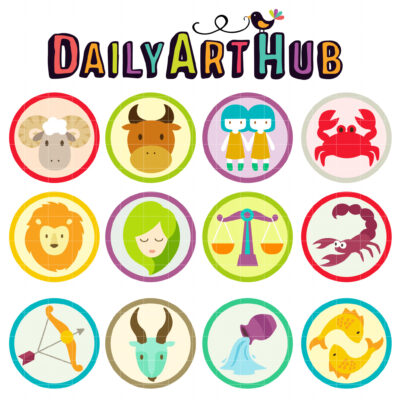 Cute Zodiac Signs Clip Art Set – Daily Art Hub // Graphics, Alphabets & SVG