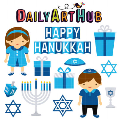 Happy Hanukkah Clip Art Set