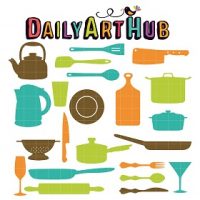 Kitchen Utensils Silhouette Clip Art Set – Daily Art Hub // Graphics