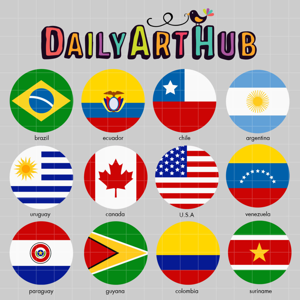 North and South American Flags Clip Art Set Daily Art Hub // Graphics