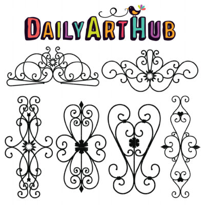 Wrought Iron Decor Clip Art Set