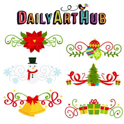 Christmas Deco Borders Clip Art Set