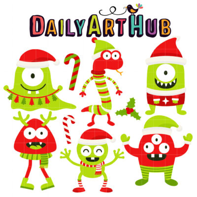 Christmas Monsters Clip Art Set