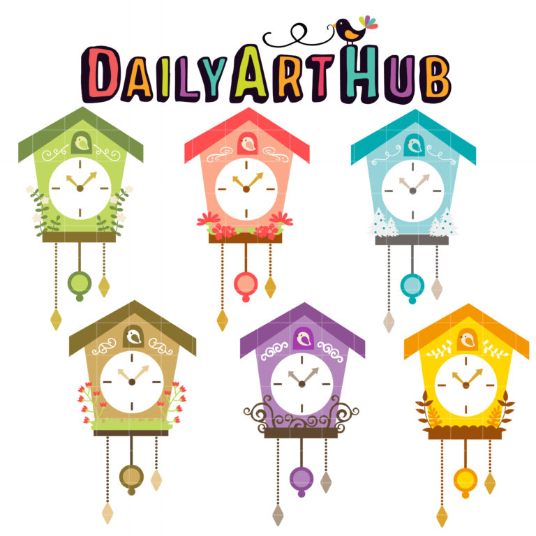 Cuckoo Clocks Clip Art Set Daily Art Hub // Graphics, Alphabets & SVG