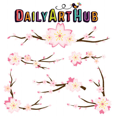 Cherry Blossoms Clip Art Set