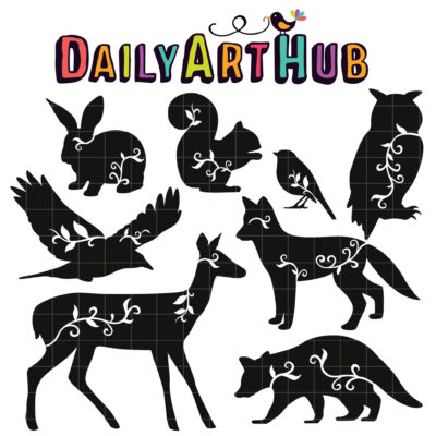 Forest Animals Foliage Clip Art Set