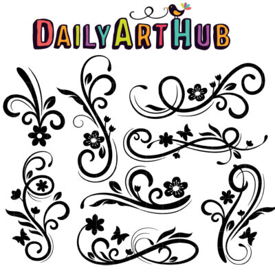 Floral Swirls Clip Art Set
