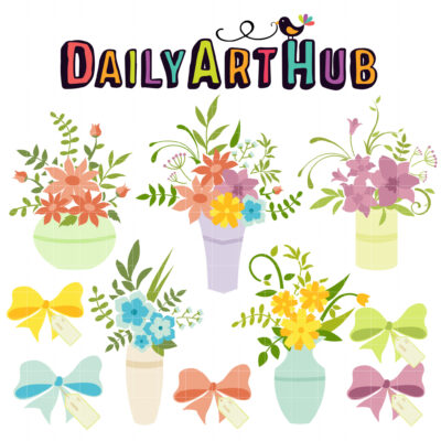 Flower Bouquet Gift Clip Art Set