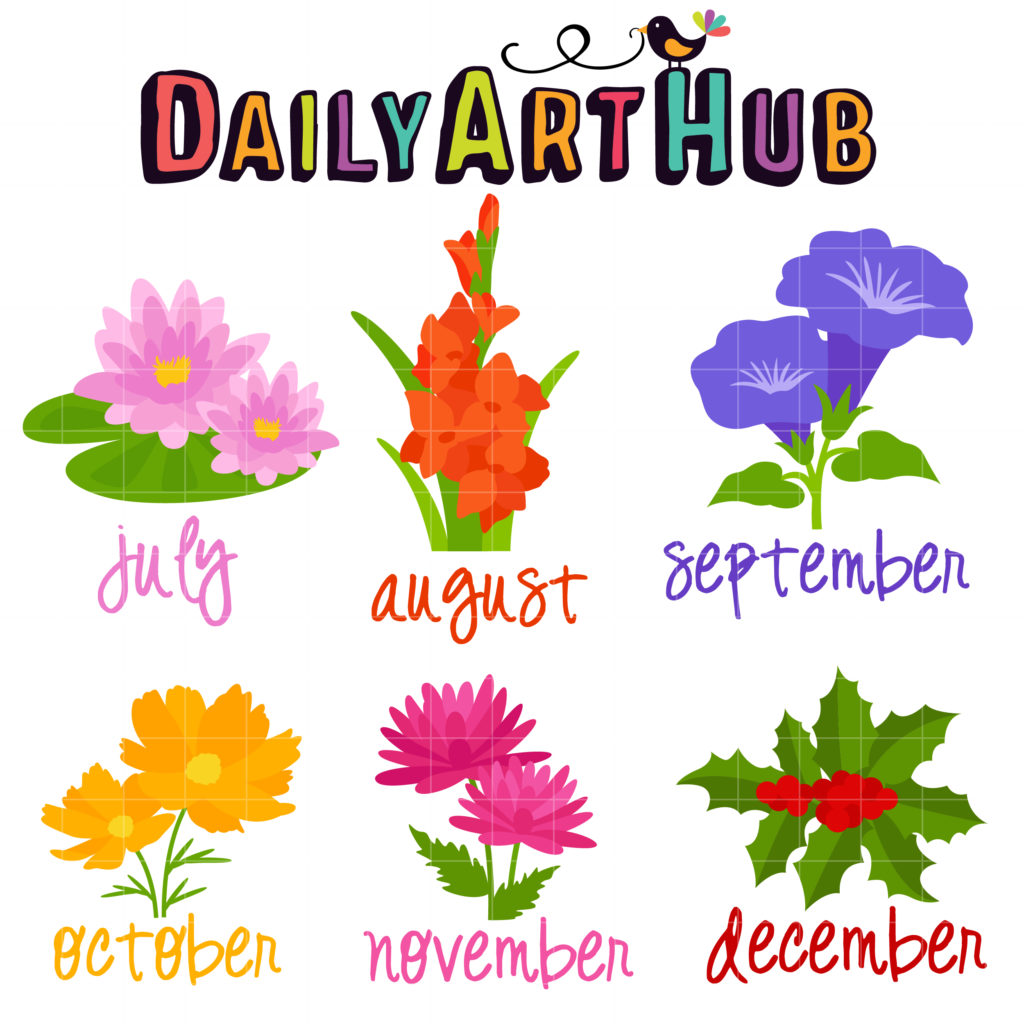 Flower of the Month Clip Art Set Daily Art Hub // Graphics, Alphabets