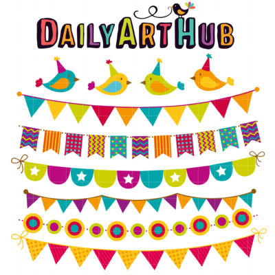 Party Bird Bunting Clip Art Set