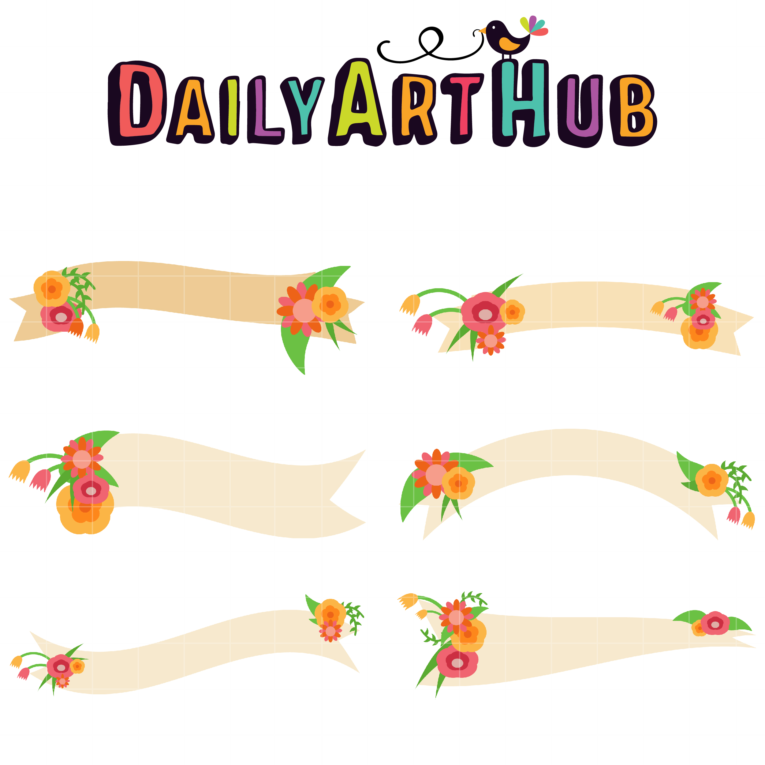 Flowers And Banners Clip Art Set Daily Art Hub Free Clip Art Everyday