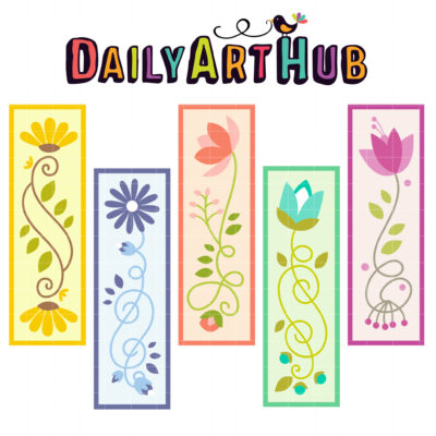 Pretty Blooms Bookmarks Clip Art Set