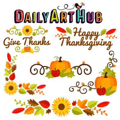 Thanksgiving Corners & Borders Clip Art Set