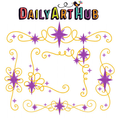Twinkle Stars Corners ad Borders Clip Art Set