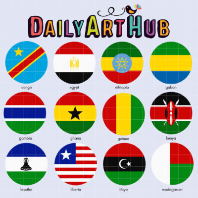 African Flags 2 Clip Art Set