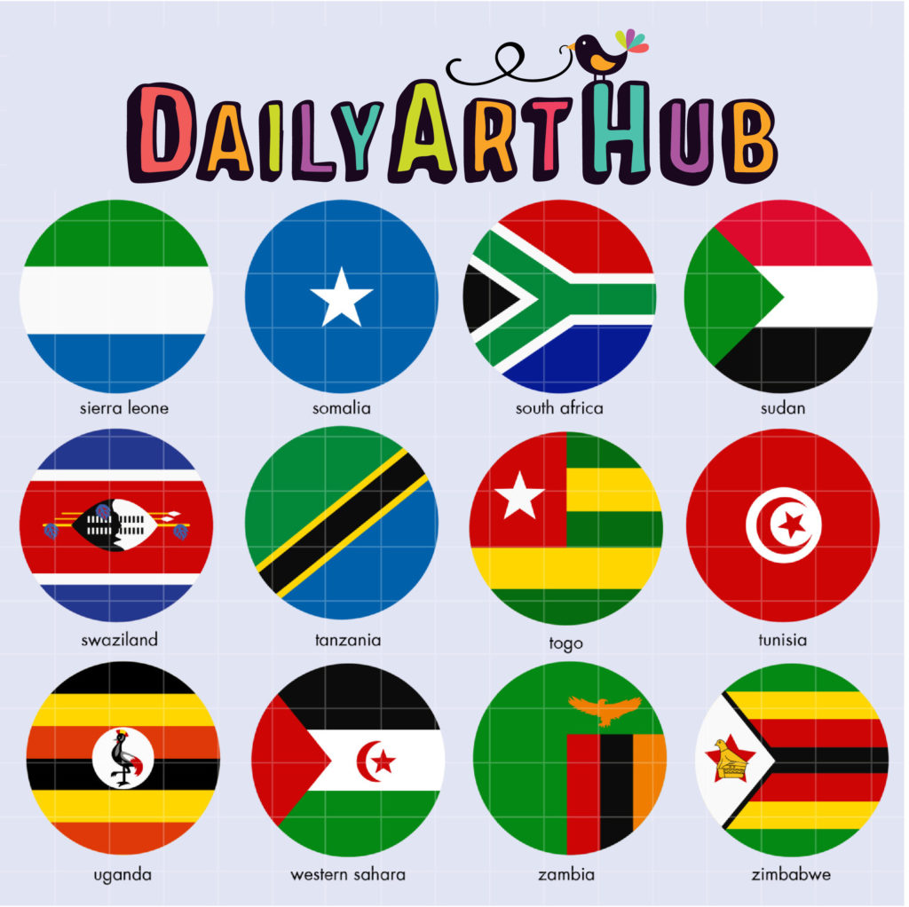 African Flags 4 Clip Art Set Daily Art Hub // Graphics, Alphabets & SVG