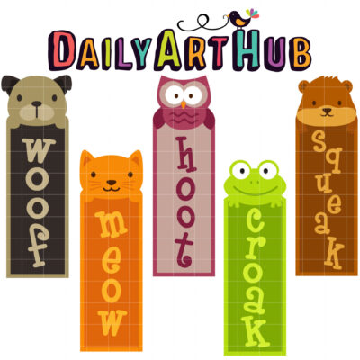 Cute Animal Bookmark Clip Art Set