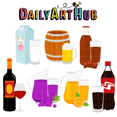 Drinks and Beverages Clip Art Set