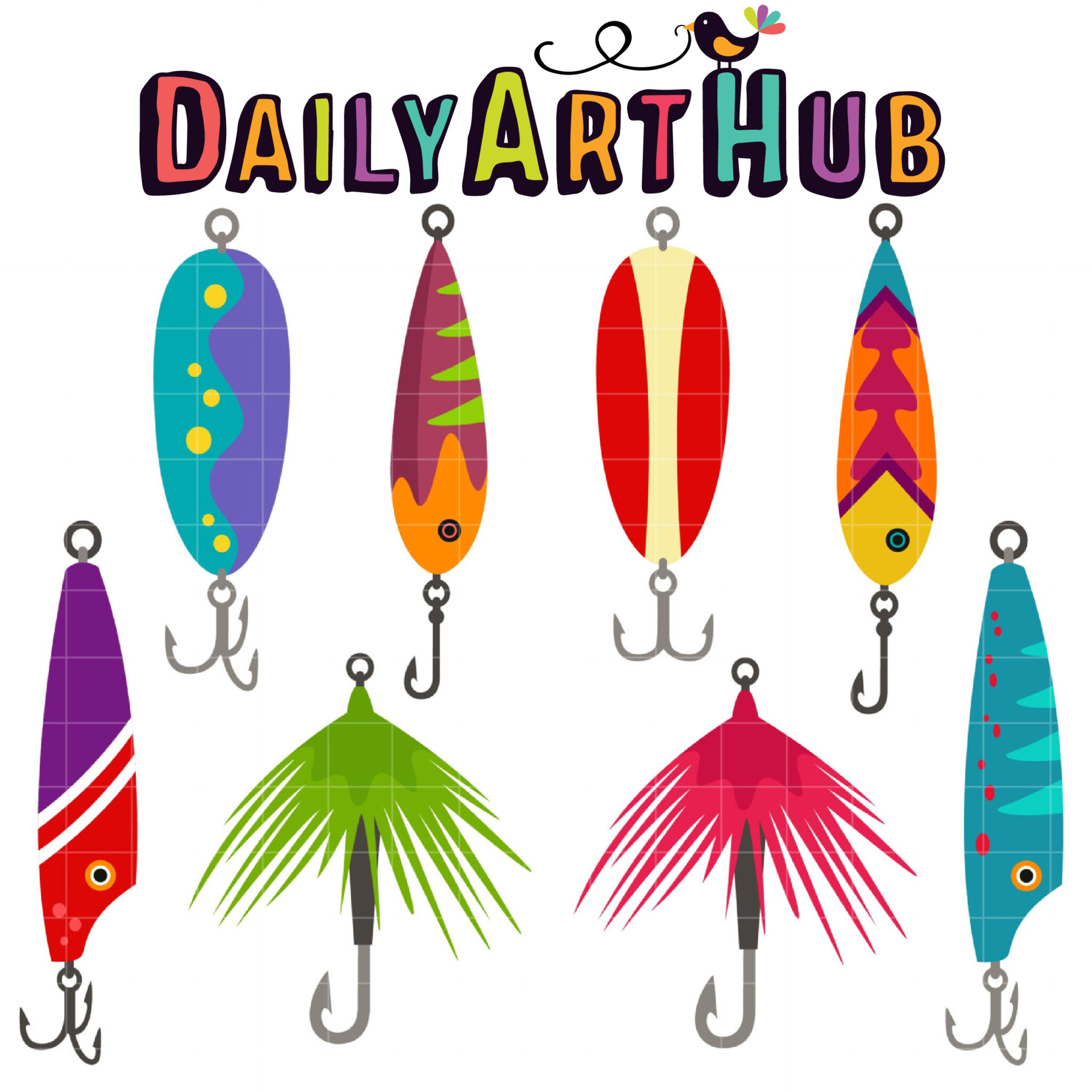 Fishing Lures Clip Art Set