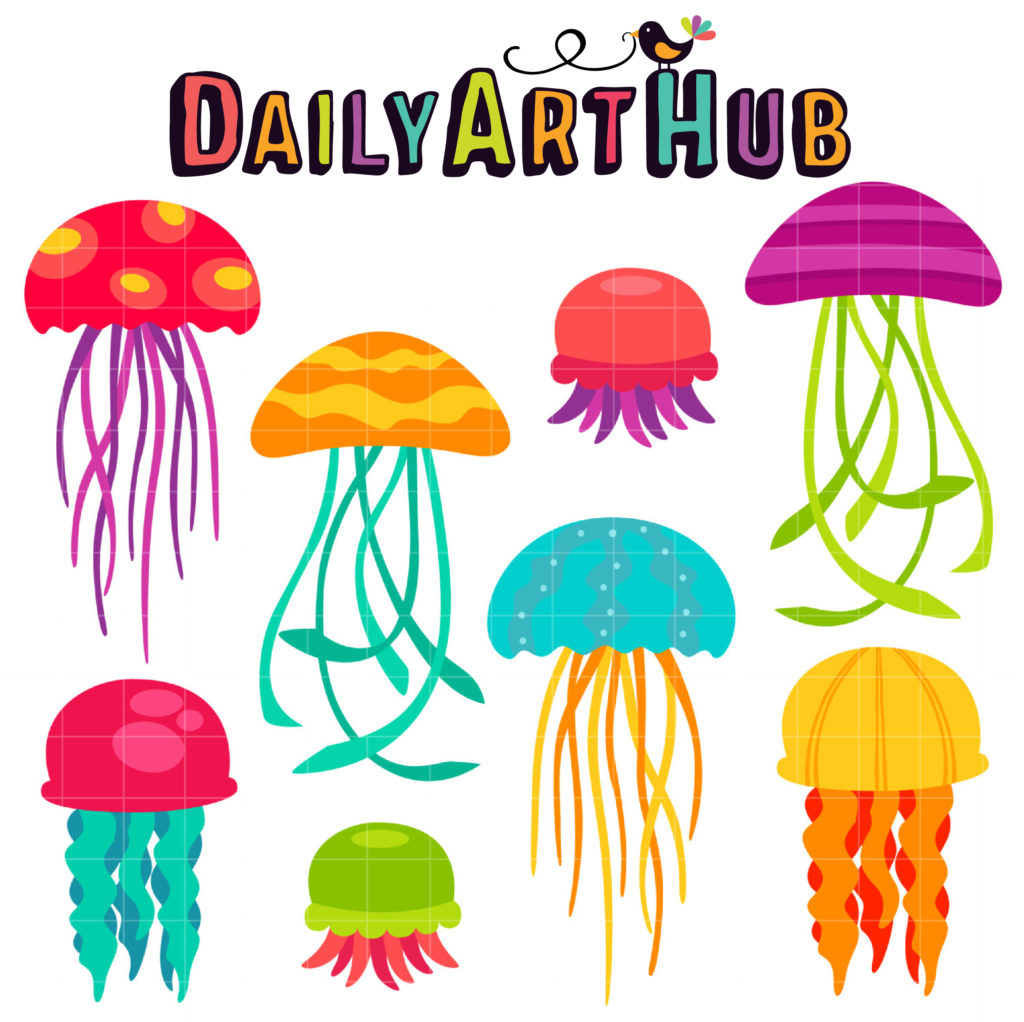 Jazzy Jellyfish Clip Art Set Daily Art Hub // Graphics, Alphabets & SVG