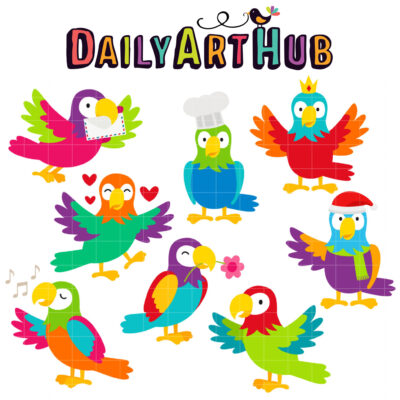 Pet Parrot Clip Art Set