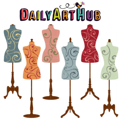 Vintage Mannequins Clip Art Set