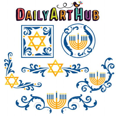 Hanukkah Corners and Borders Clip Art Set