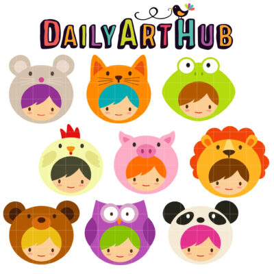 Animal Hoodies Clip Art Set
